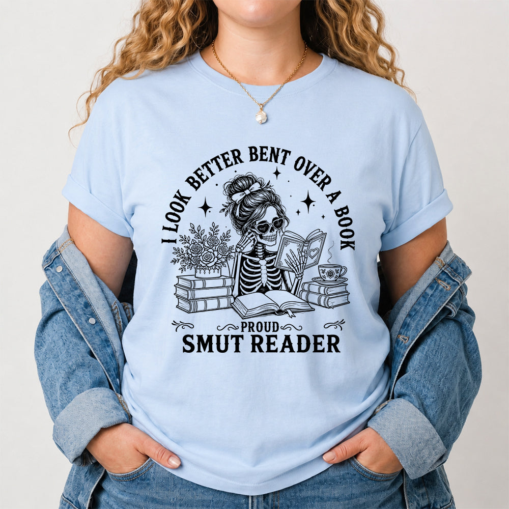 I Look Better Bend Over A Book Softstyle T-Shirt | Book Lover Gift Light Blue