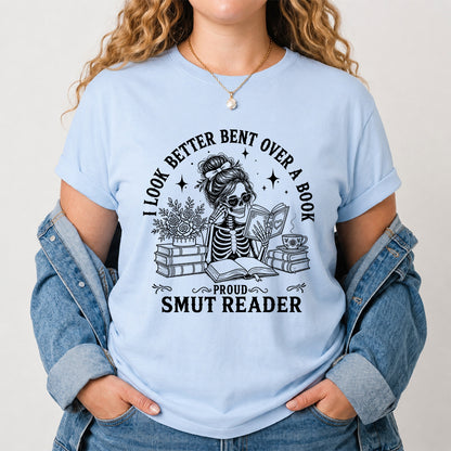 I Look Better Bend Over A Book Softstyle T-Shirt | Book Lover Gift Light Blue