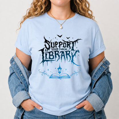 Support Your Local Library Softstyle T-Shirt | Book Lover Gift Light Blue