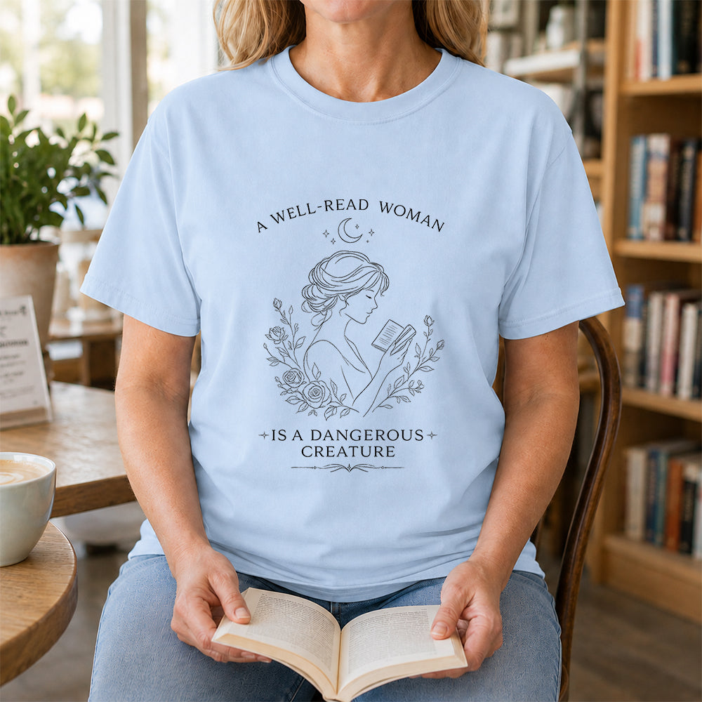 A Well Read Woman Softstyle T-Shirt | Book Lover Gift Light Blue