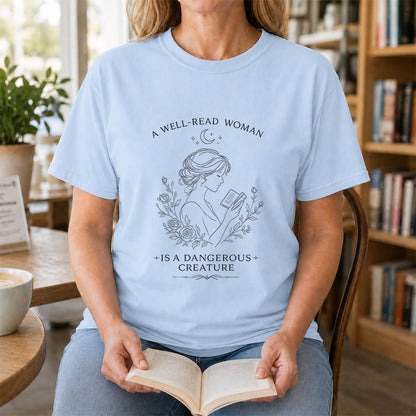A Well Read Woman Softstyle T-Shirt | Book Lover Gift Light Blue