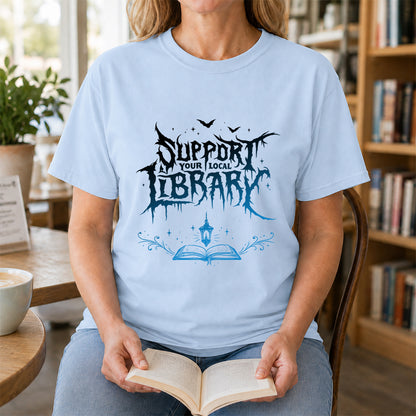 Support Your Local Library Softstyle T-Shirt | Book Lover Gift Light Blue