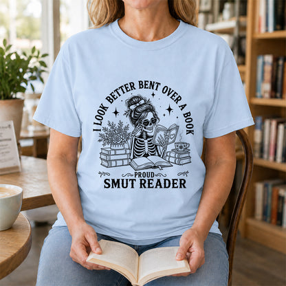 I Look Better Bend Over A Book Softstyle T-Shirt | Book Lover Gift Light Blue