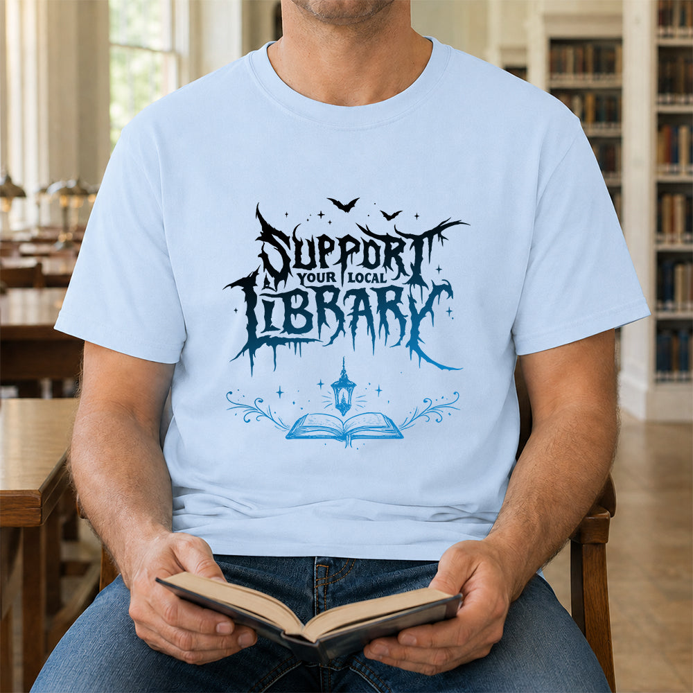 Support Your Local Library Softstyle T-Shirt | Book Lover Gift Light Blue