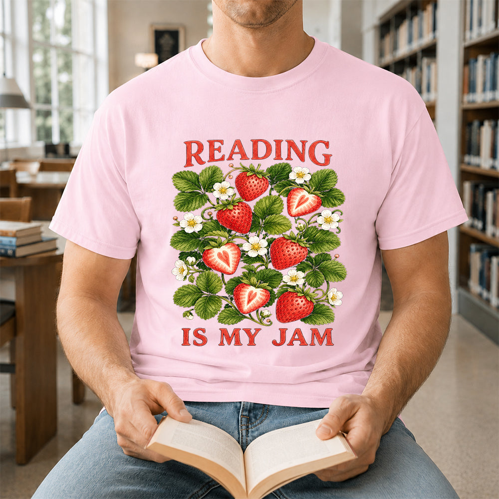 Reading Is My Jam Softstyle T-Shirt | Book Lover Gift Light Pink