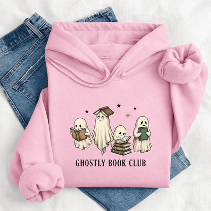 Ghostly Book Club Softstyle Hoodie | Spooky Book Lover Gift Light Pink