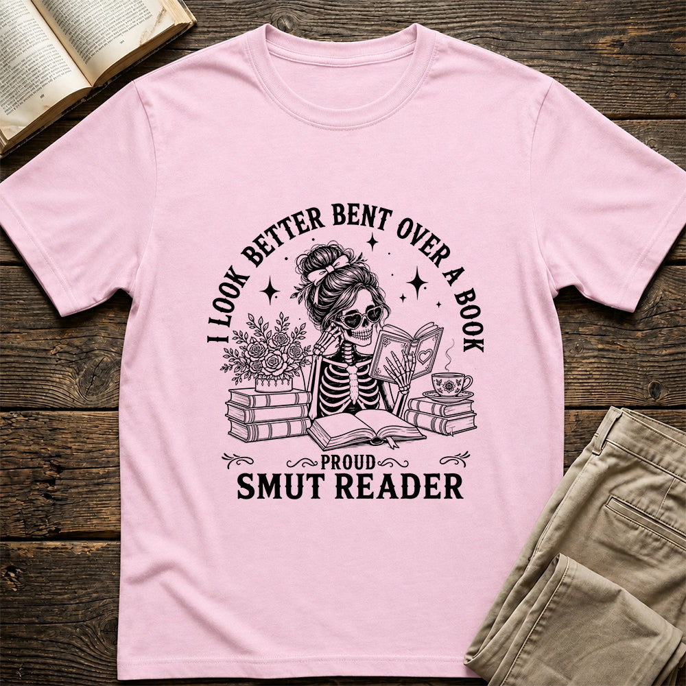 I Look Better Bend Over A Book Softstyle T-Shirt | Book Lover Gift Light Pink