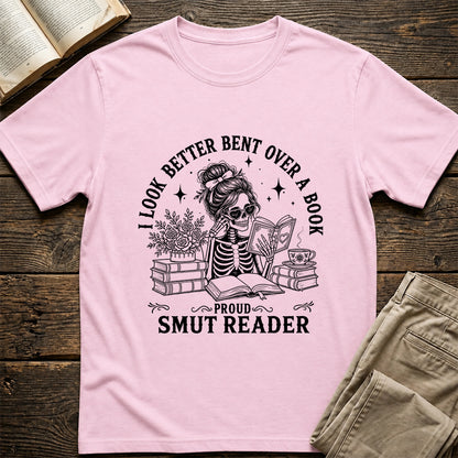 I Look Better Bend Over A Book Softstyle T-Shirt | Book Lover Gift Light Pink