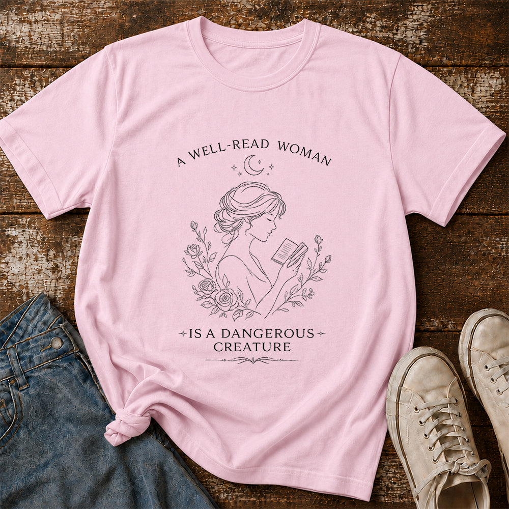 A Well Read Woman Softstyle T-Shirt | Book Lover Gift Light Pink