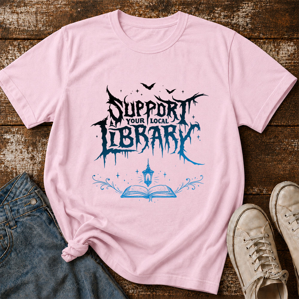 Support Your Local Library Softstyle T-Shirt | Book Lover Gift Light Pink