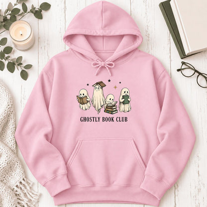 Ghostly Book Club Softstyle Hoodie | Spooky Book Lover Gift Light Pink