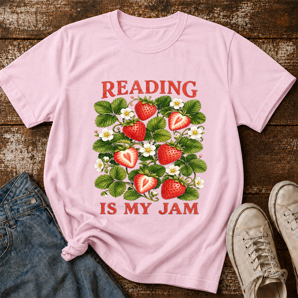 Reading Is My Jam Softstyle T-Shirt | Book Lover Gift Light Pink