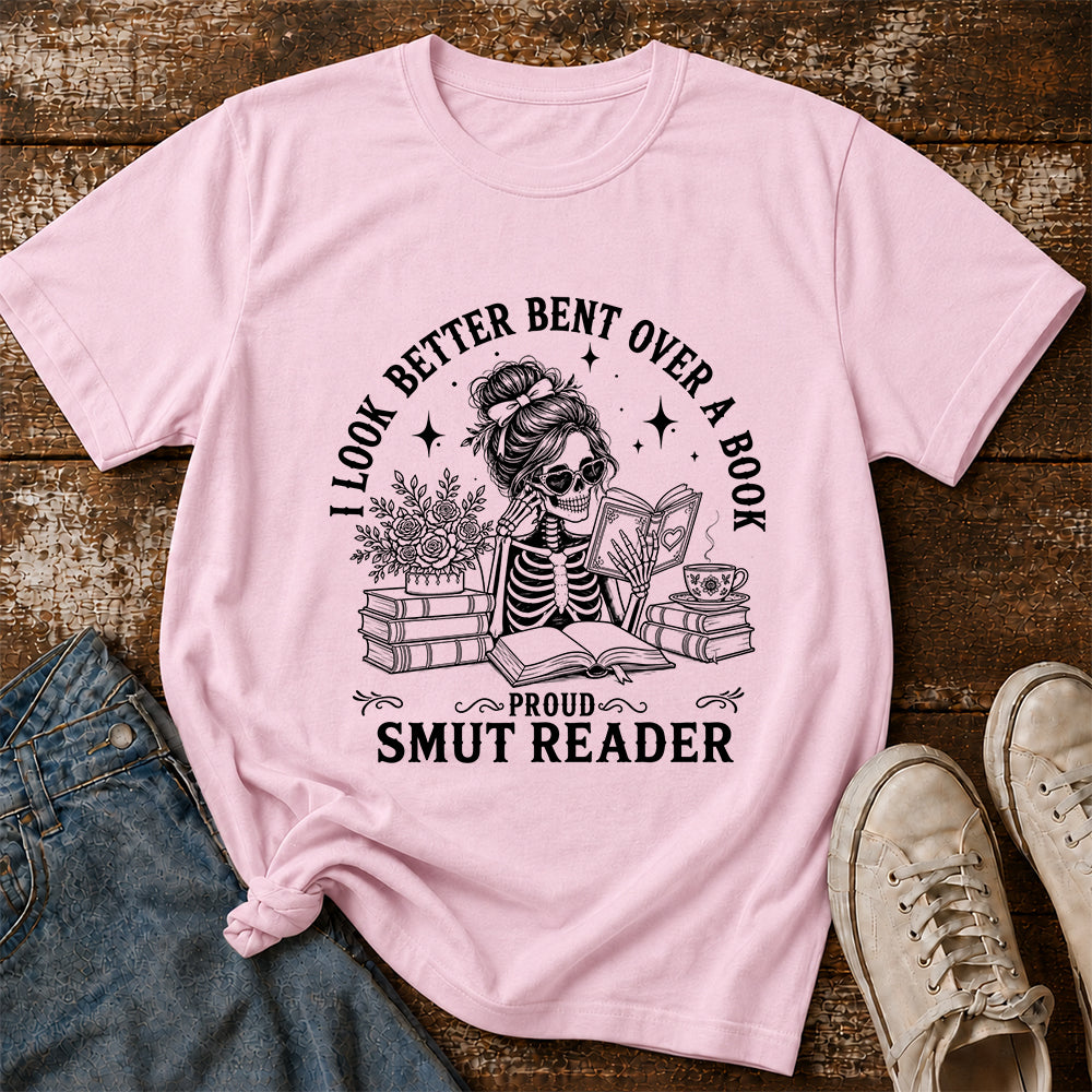 I Look Better Bend Over A Book Softstyle T-Shirt | Book Lover Gift Light Pink