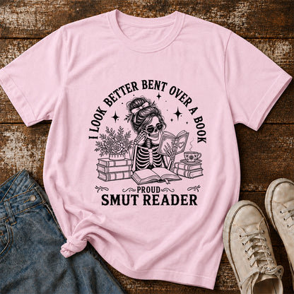 I Look Better Bend Over A Book Softstyle T-Shirt | Book Lover Gift Light Pink