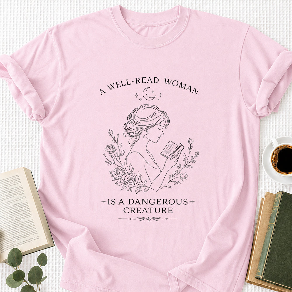 A Well Read Woman Softstyle T-Shirt | Book Lover Gift Light Pink