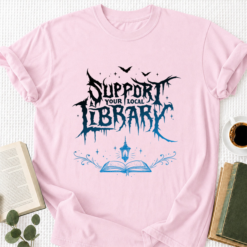 Support Your Local Library Softstyle T-Shirt | Book Lover Gift Light Pink