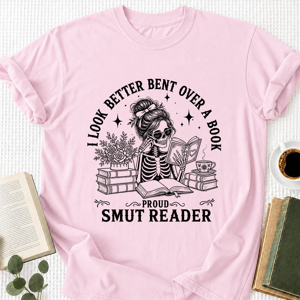 I Look Better Bend Over A Book Softstyle T-Shirt | Book Lover Gift Light Pink