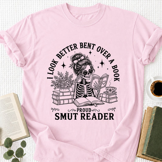 I Look Better Bend Over A Book Softstyle T-Shirt | Book Lover Gift Light Pink