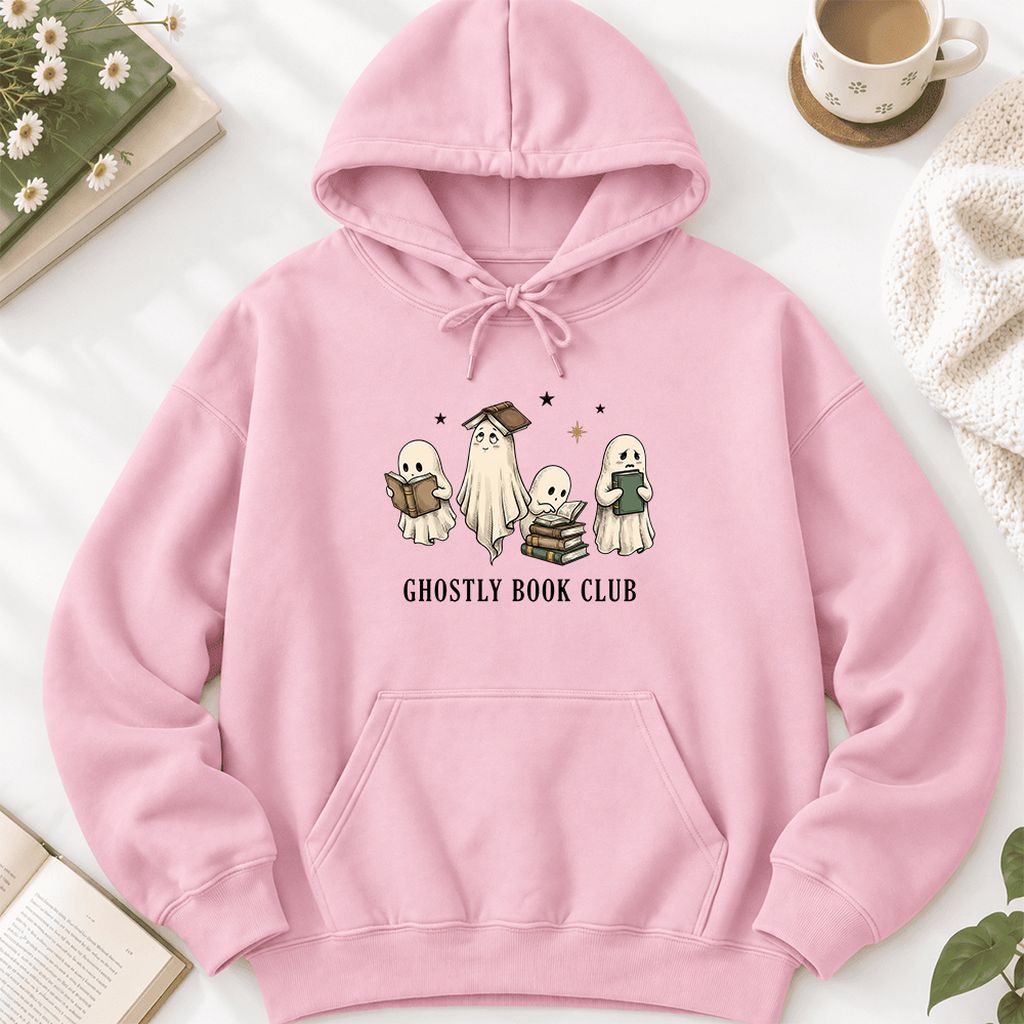 Ghostly Book Club Softstyle Hoodie | Spooky Book Lover Gift Light Pink