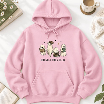 Ghostly Book Club Softstyle Hoodie | Spooky Book Lover Gift Light Pink