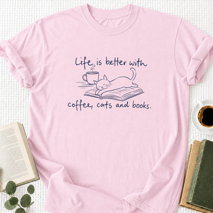 Funny Cats and Books Design Softstyle T-Shirt | Book Lover Gift Light Pink