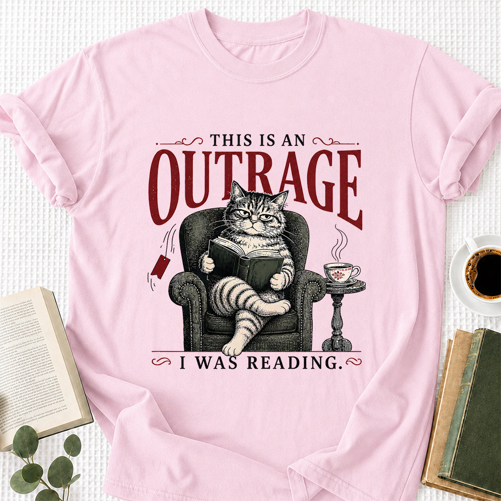 This Is An Outrage Softstyle T-Shirt | Book Lover Gift Light Pink