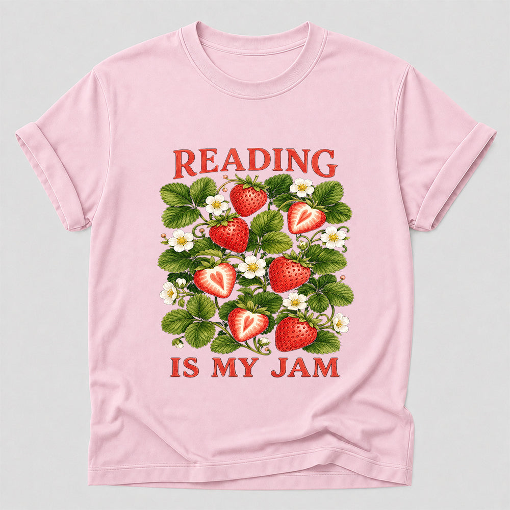 Reading Is My Jam Softstyle T-Shirt | Book Lover Gift Light Pink