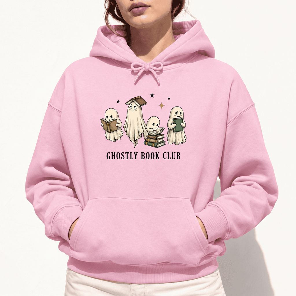 Ghostly Book Club Softstyle Hoodie | Spooky Book Lover Gift Light Pink