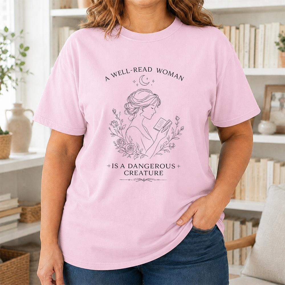 A Well Read Woman Softstyle T-Shirt | Book Lover Gift Light Pink