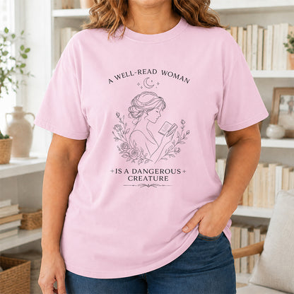 A Well Read Woman Softstyle T-Shirt | Book Lover Gift Light Pink