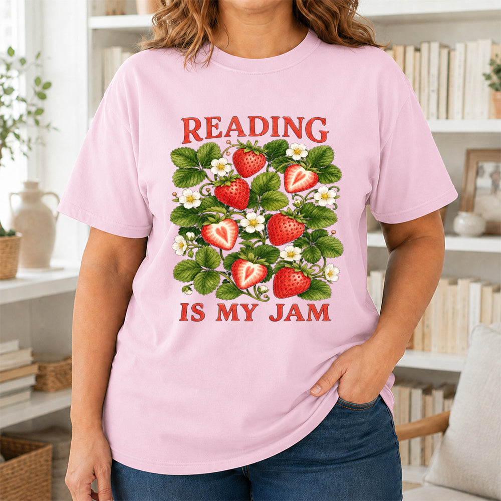 Reading Is My Jam Softstyle T-Shirt | Book Lover Gift Light Pink