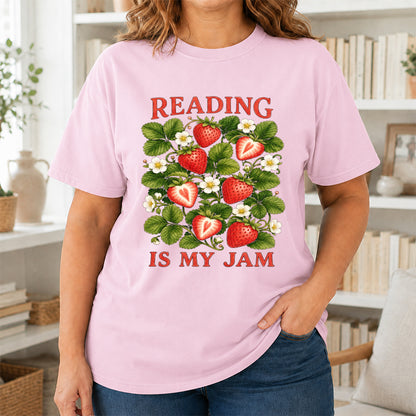 Reading Is My Jam Softstyle T-Shirt | Book Lover Gift Light Pink