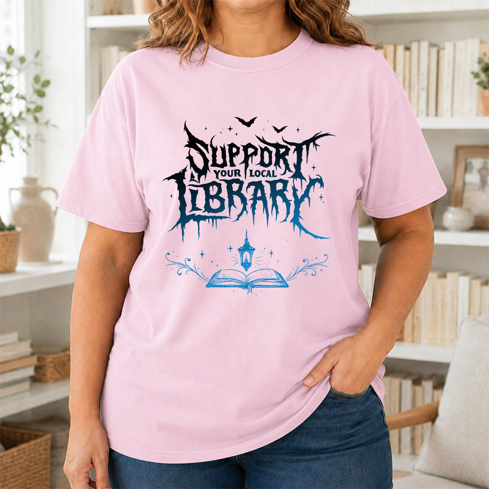 Support Your Local Library Softstyle T-Shirt | Book Lover Gift Light Pink
