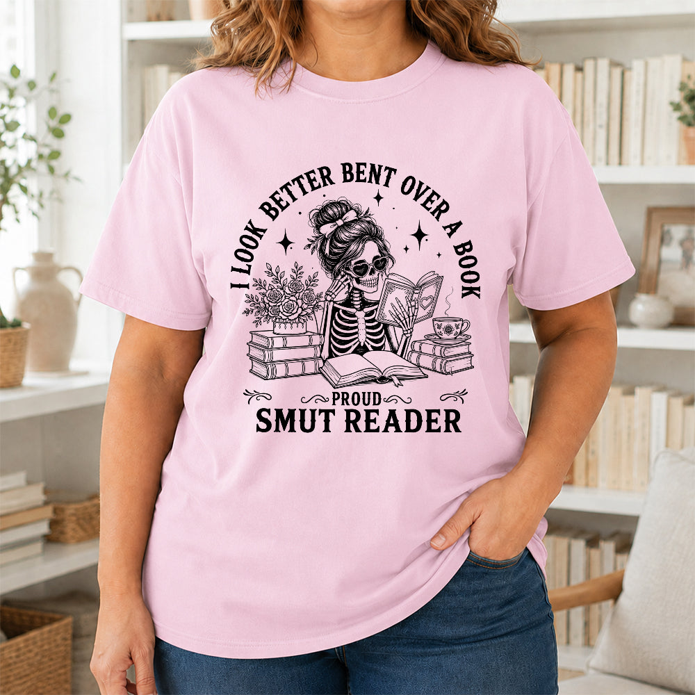I Look Better Bend Over A Book Softstyle T-Shirt | Book Lover Gift Light Pink