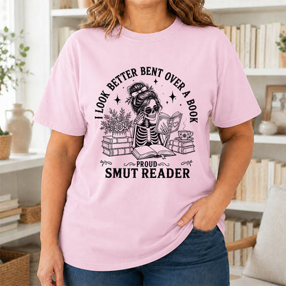 I Look Better Bend Over A Book Softstyle T-Shirt | Book Lover Gift Light Pink
