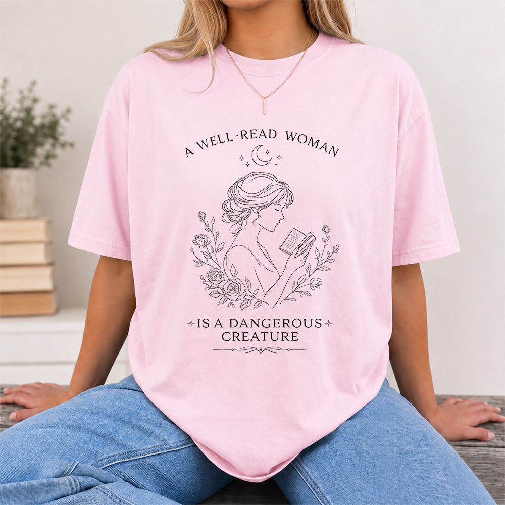 A Well Read Woman Softstyle T-Shirt | Book Lover Gift Light Pink