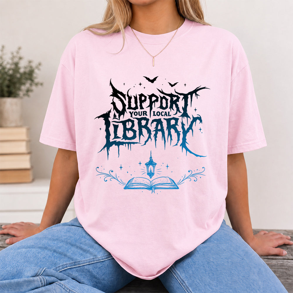 Support Your Local Library Softstyle T-Shirt | Book Lover Gift Light Pink