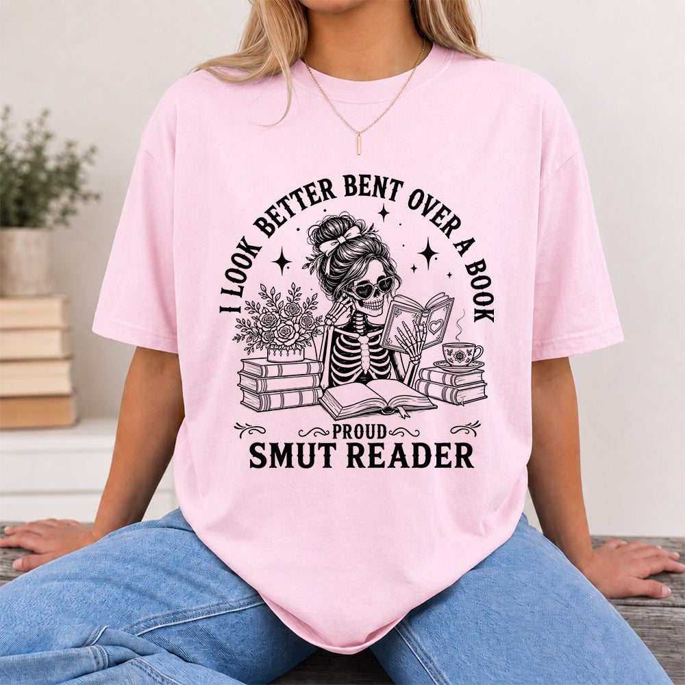I Look Better Bend Over A Book Softstyle T-Shirt | Book Lover Gift Light Pink