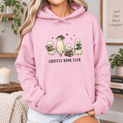 Ghostly Book Club Softstyle Hoodie | Spooky Book Lover Gift Light Pink