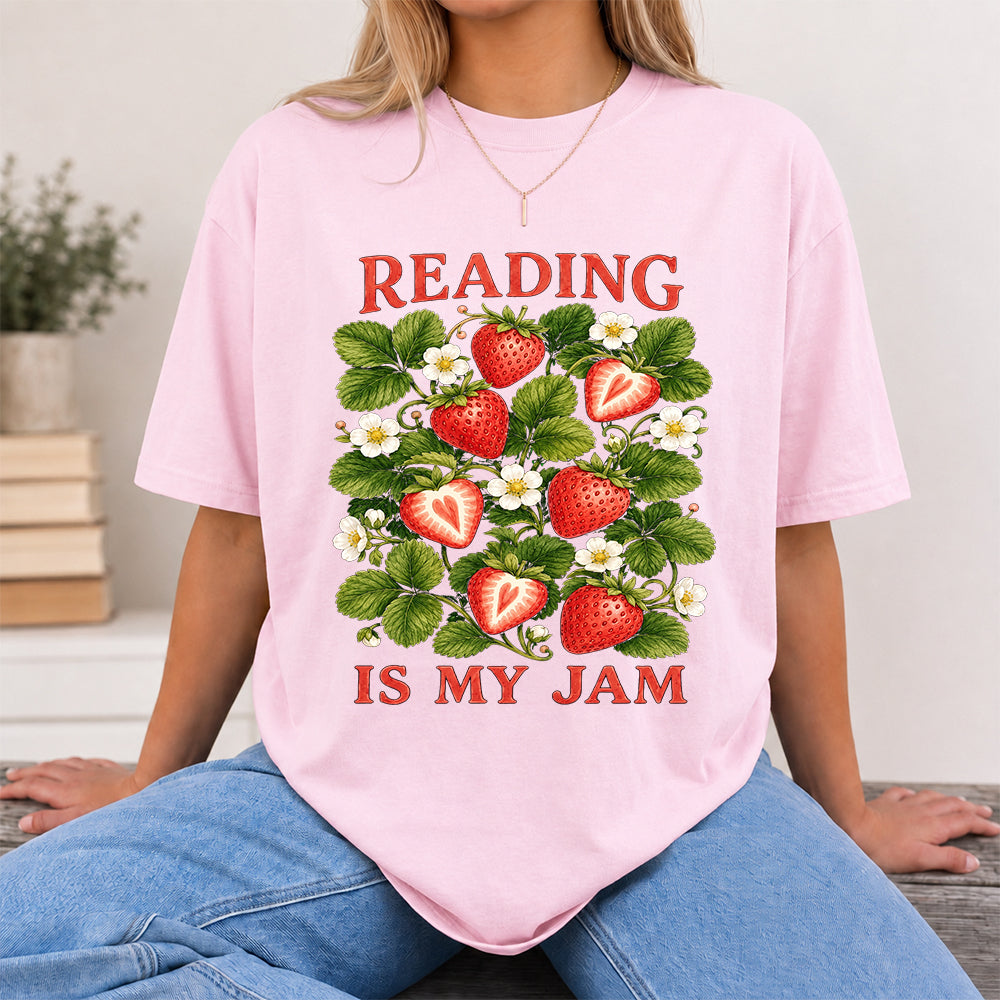 Reading Is My Jam Softstyle T-Shirt | Book Lover Gift Light Pink