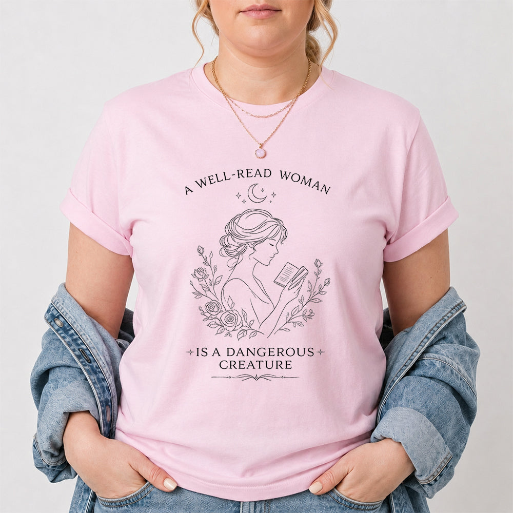 A Well Read Woman Softstyle T-Shirt | Book Lover Gift Light Pink