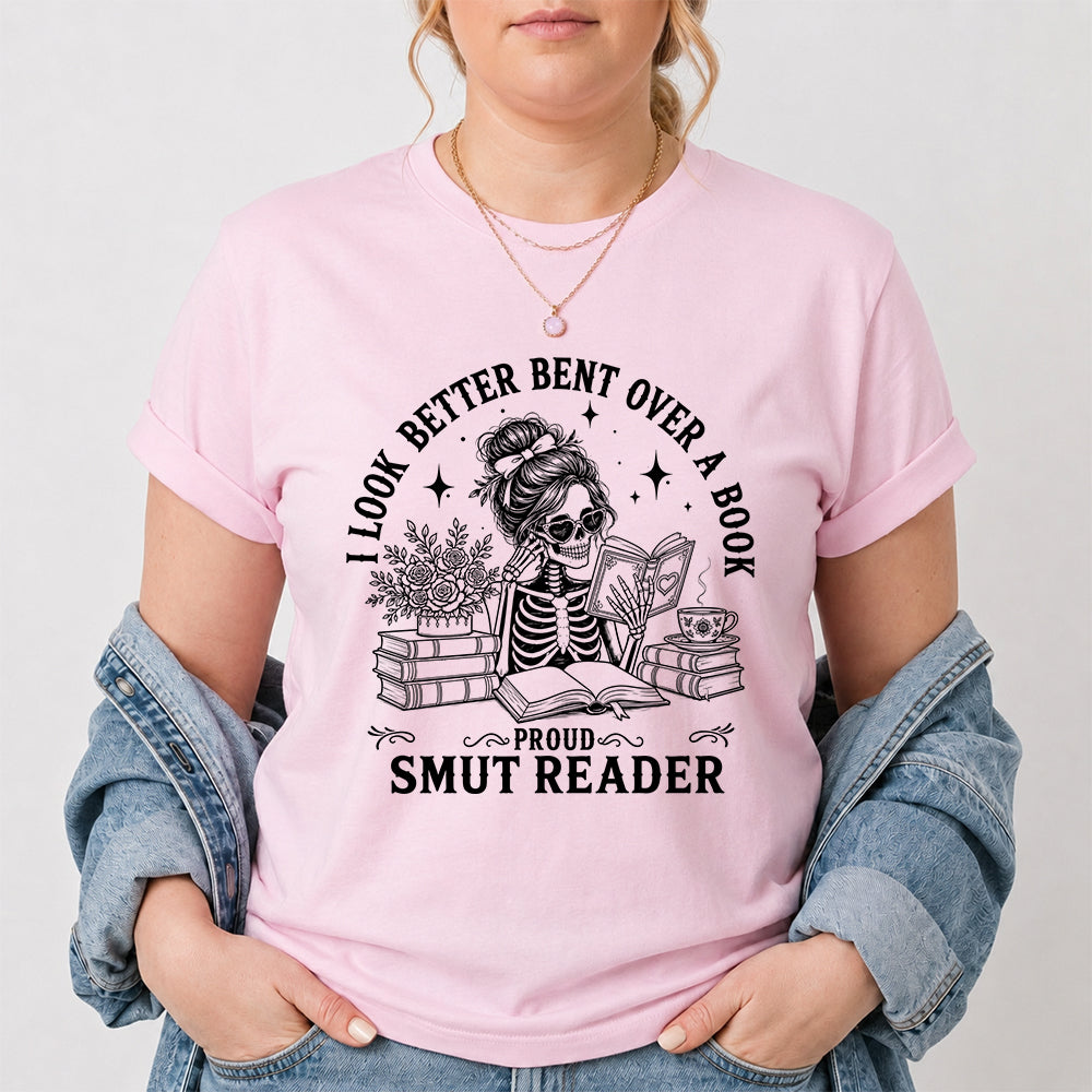 I Look Better Bend Over A Book Softstyle T-Shirt | Book Lover Gift Light Pink
