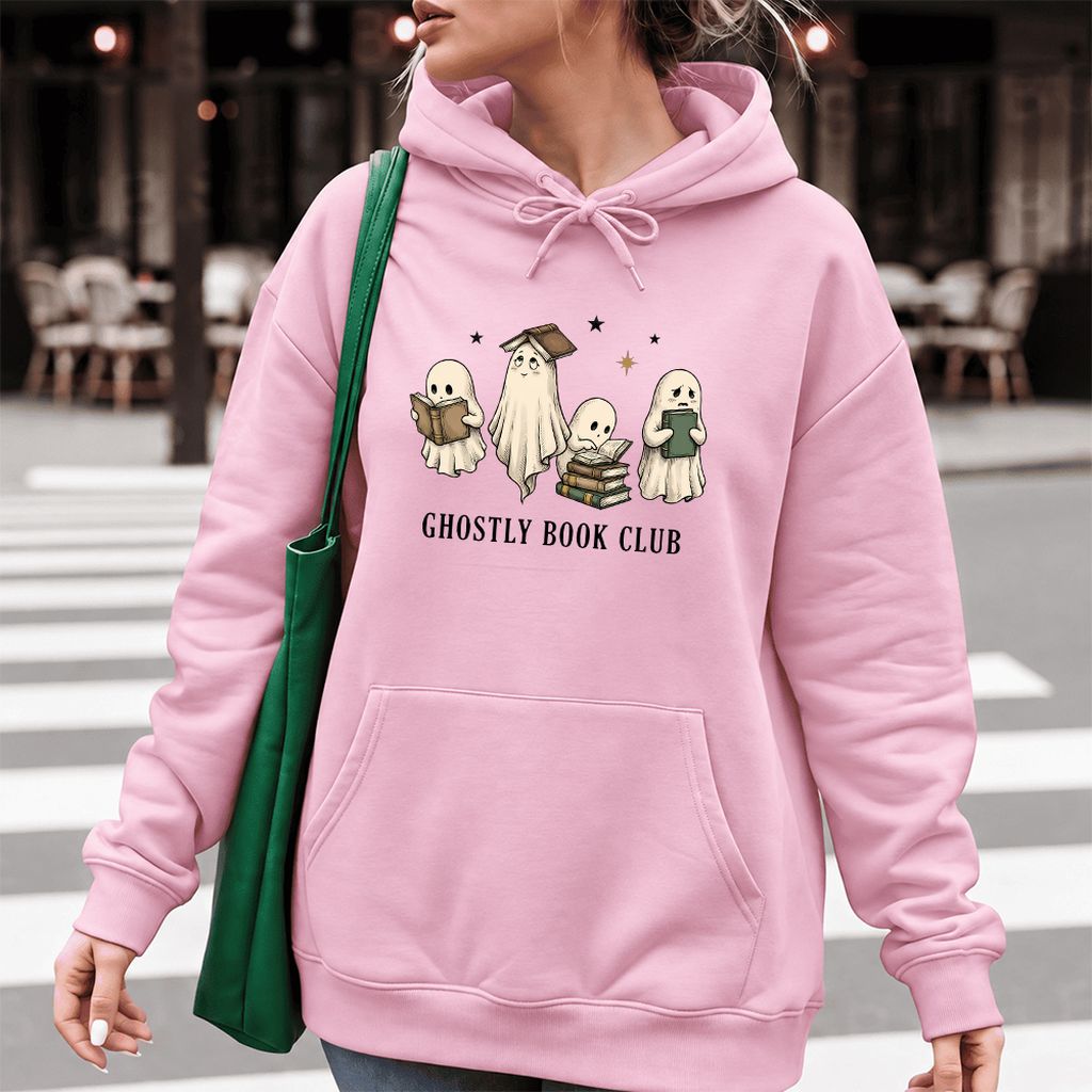 Ghostly Book Club Softstyle Hoodie | Spooky Book Lover Gift Light Pink