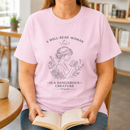 A Well Read Woman Softstyle T-Shirt | Book Lover Gift Light Pink