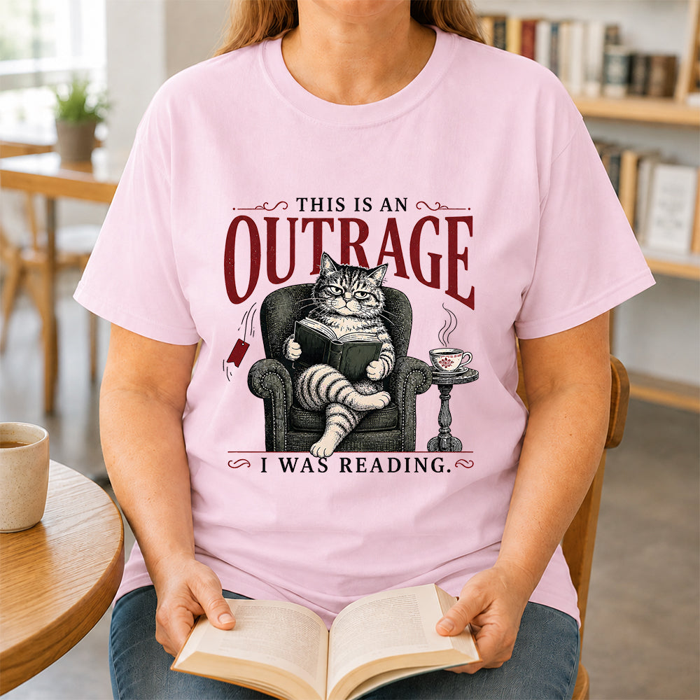 This Is An Outrage Softstyle T-Shirt | Book Lover Gift Light Pink