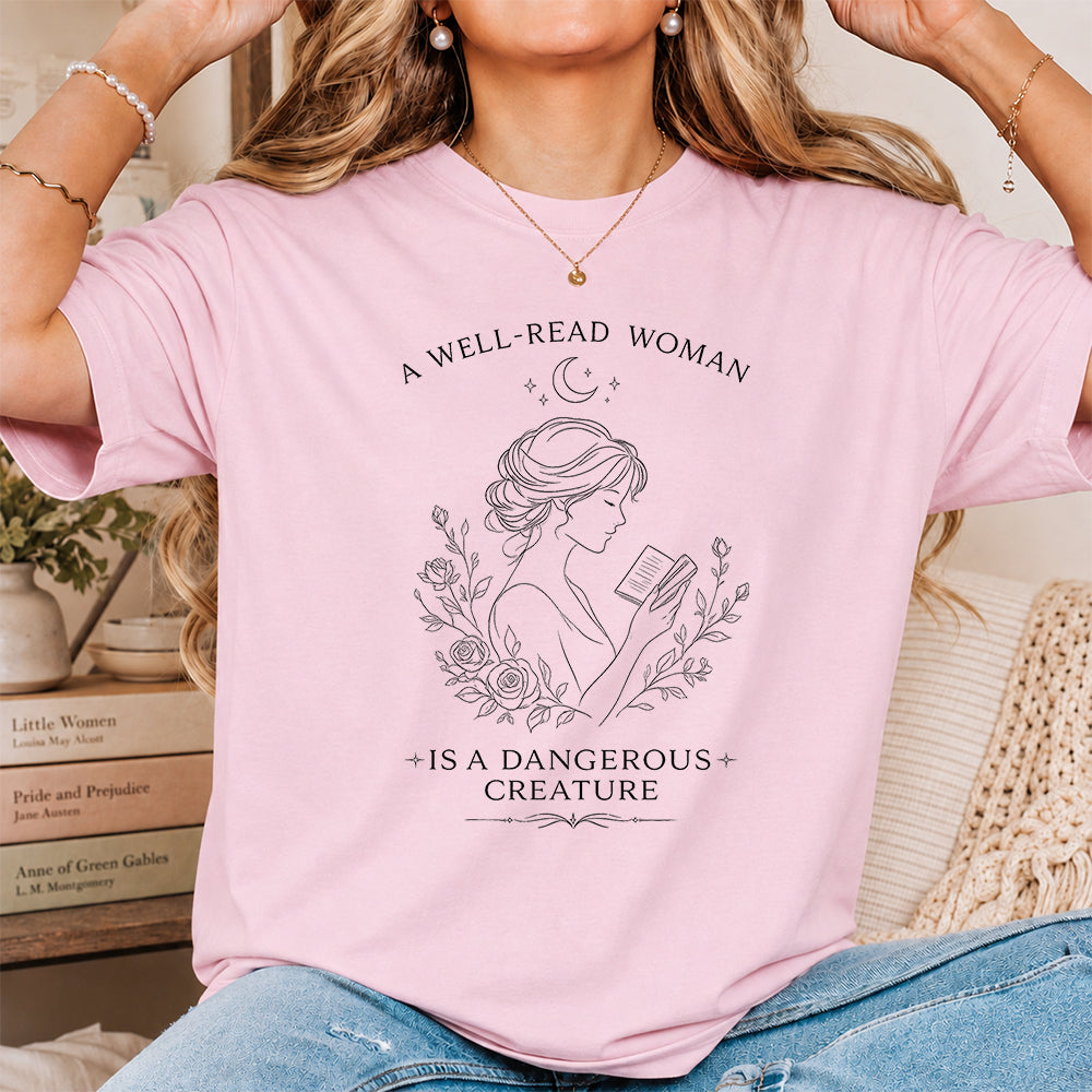 A Well Read Woman Softstyle T-Shirt | Book Lover Gift Light Pink