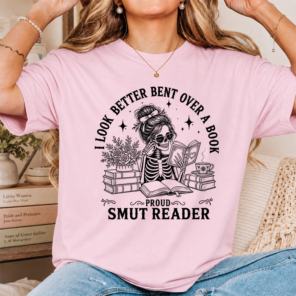 I Look Better Bend Over A Book Softstyle T-Shirt | Book Lover Gift Light Pink