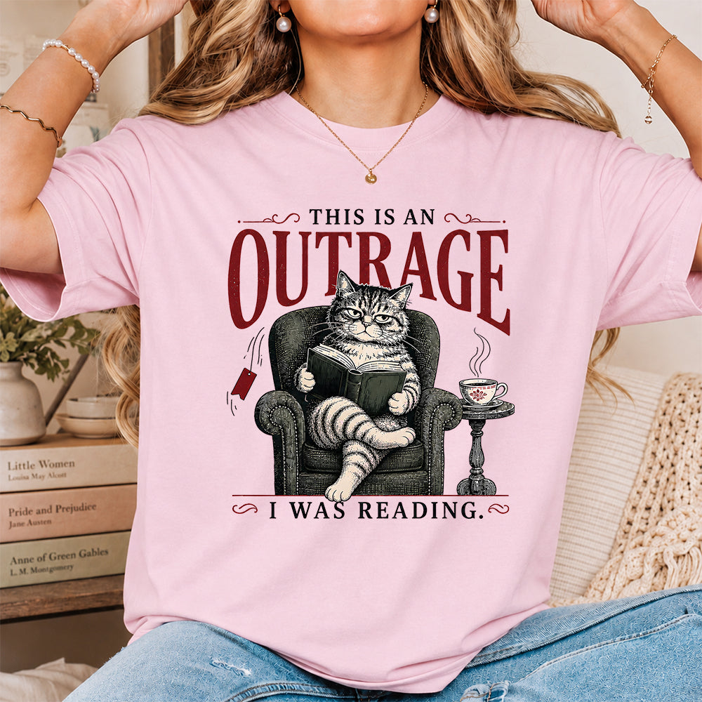 This Is An Outrage Softstyle T-Shirt | Book Lover Gift Light Pink