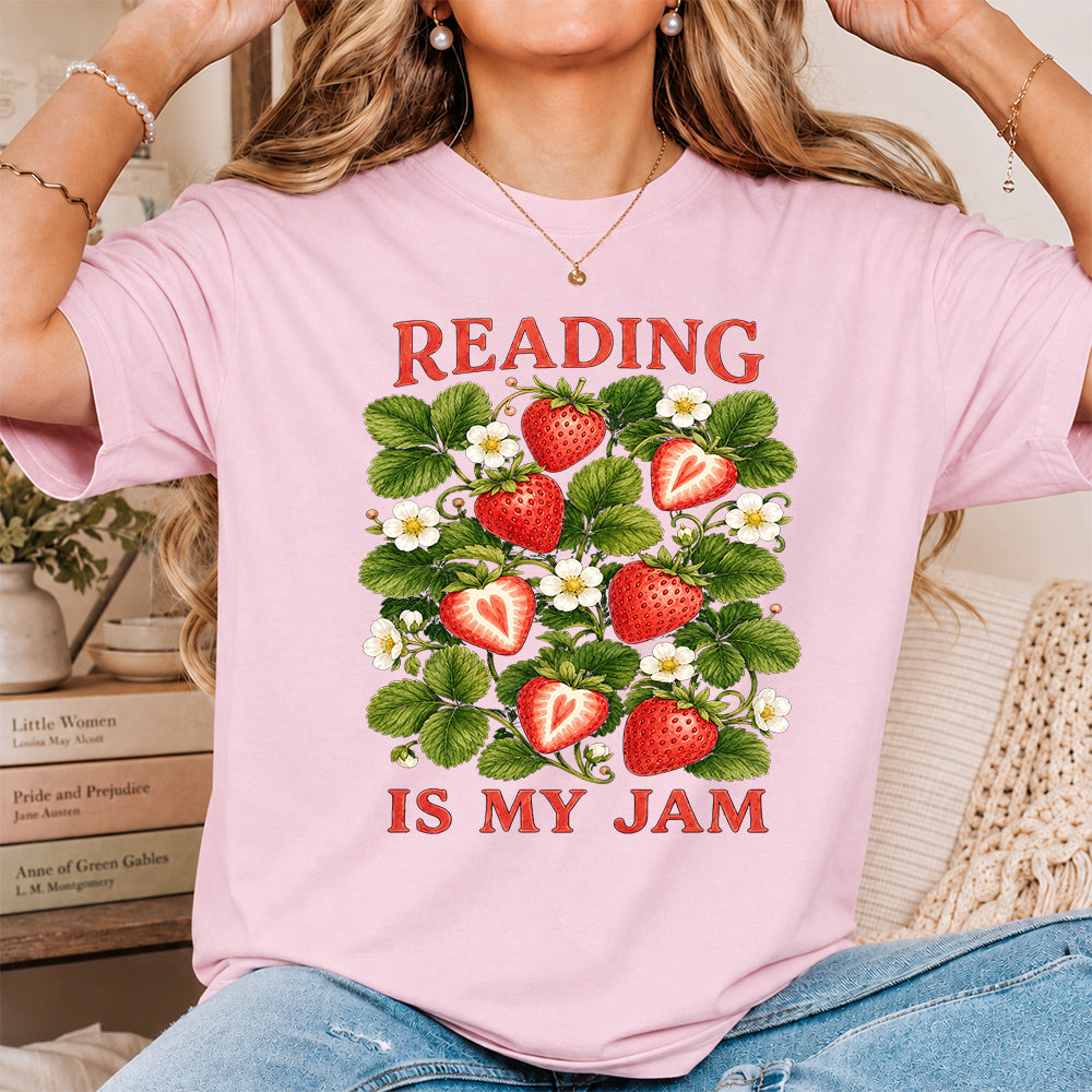 Reading Is My Jam Softstyle T-Shirt | Book Lover Gift Light Pink