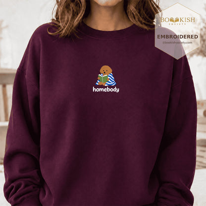 Homebody Poodle Embroidered Sweatshirt | Reader Gift Maroon